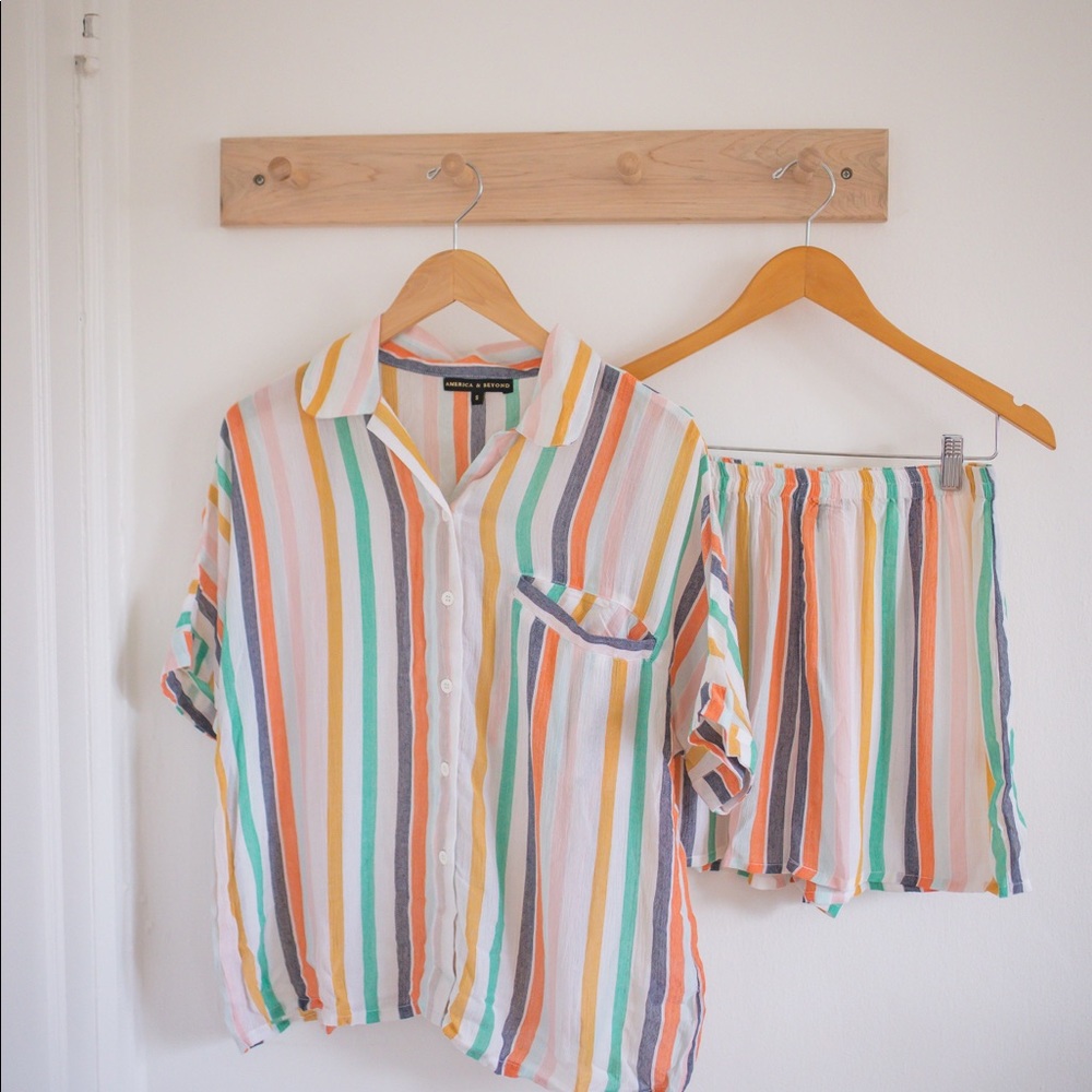 Womens Striped Pajama short set